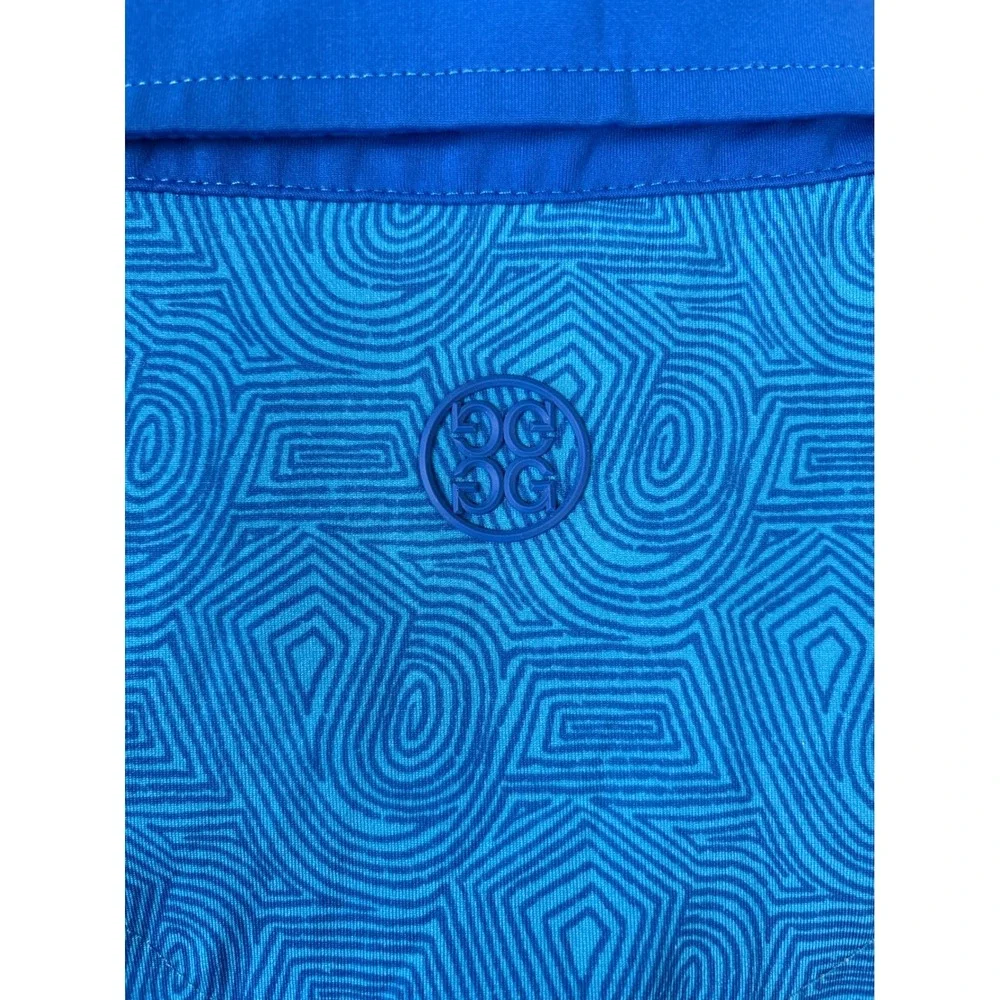 G/FORE Golf Polo Shirt Men XL Blue‎ Geometric Swirl Short Sleeve Performance